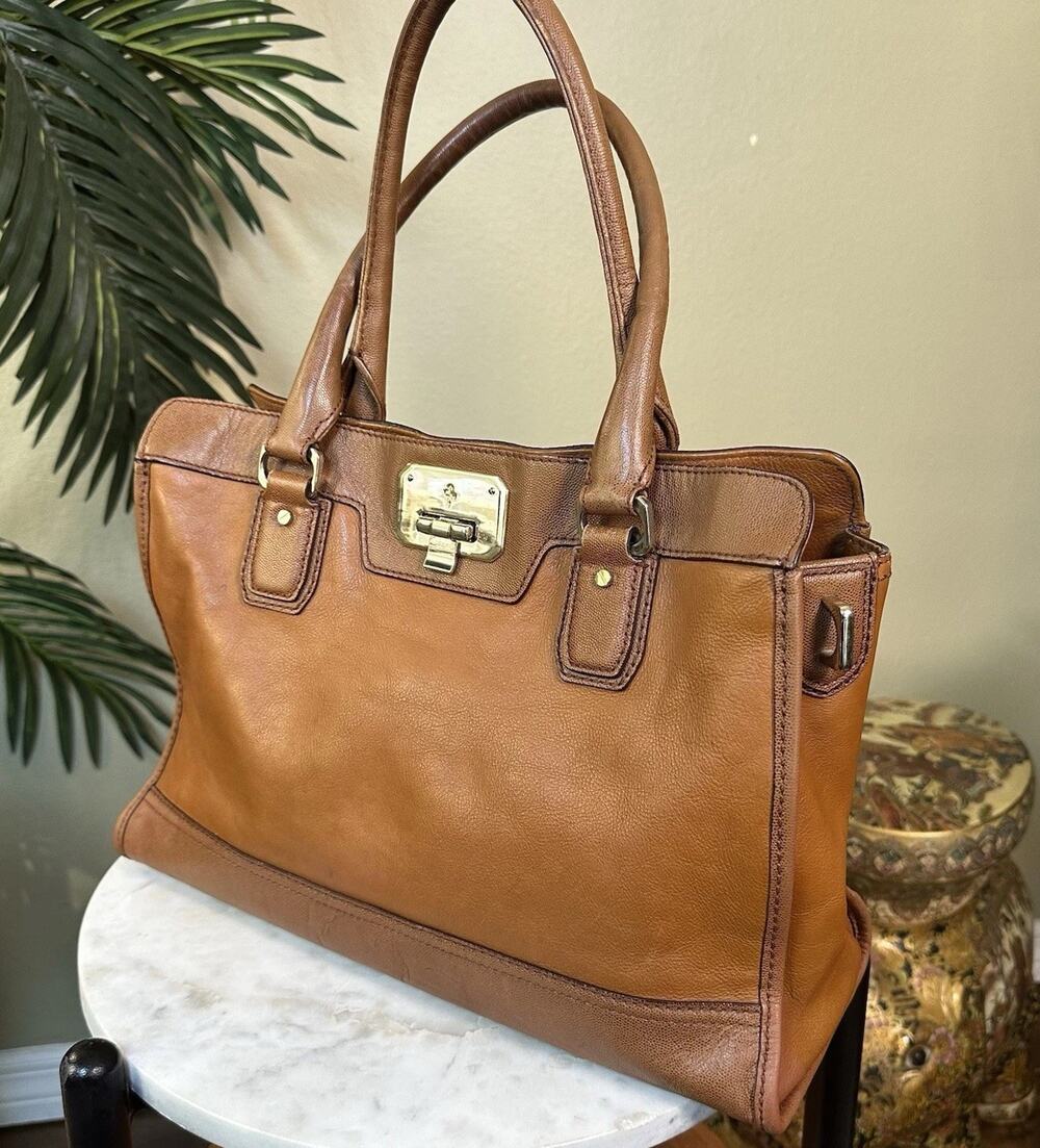 Cole Haan Large Satchel Shoulder bag camel brown leather Tote